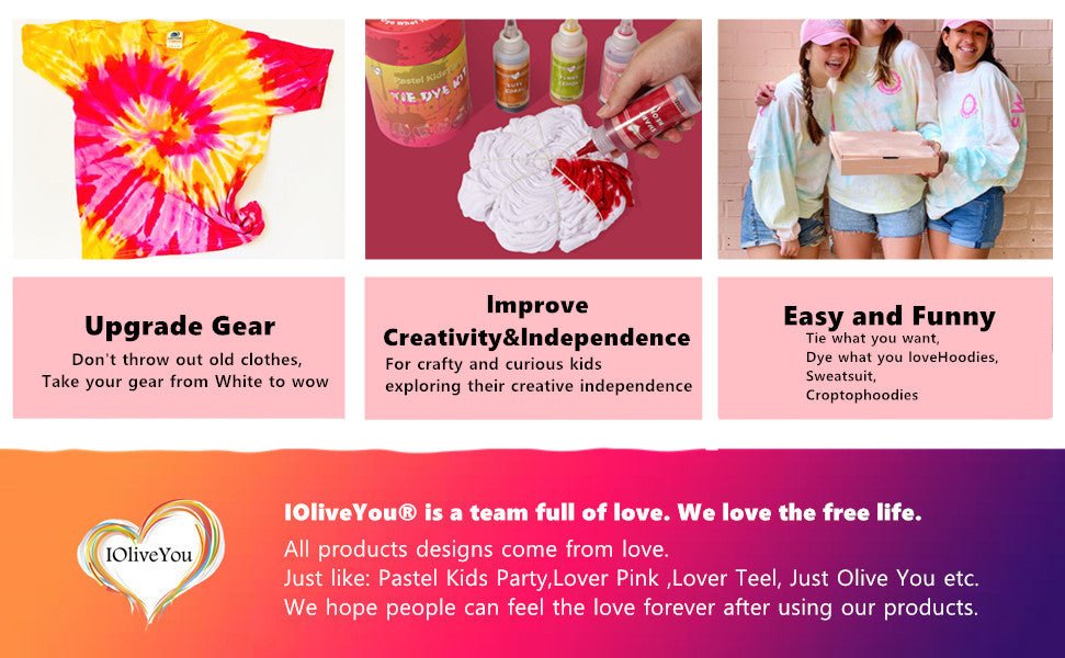 IOliveyou® Tie Dye Kit | Pastel Kids Party Theme