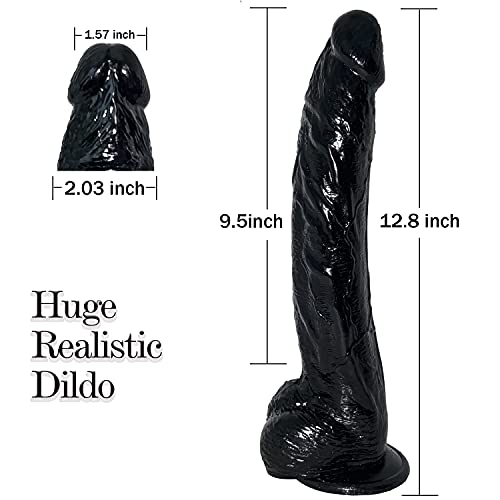 12.8 Inch Realistic Dildos Small Glans Large Testis Black Dildo