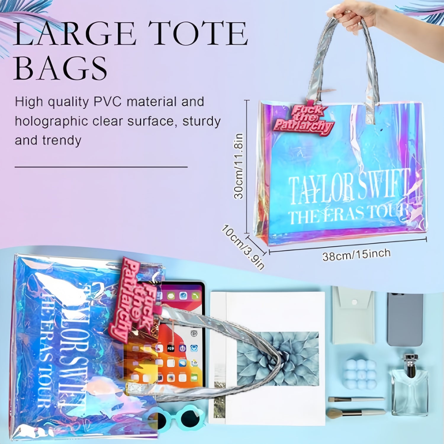 IOliveYou® Taylor Style Tote Bag | Holographic Laser Bags | Trendy Shopping Bags | Gift for Fans