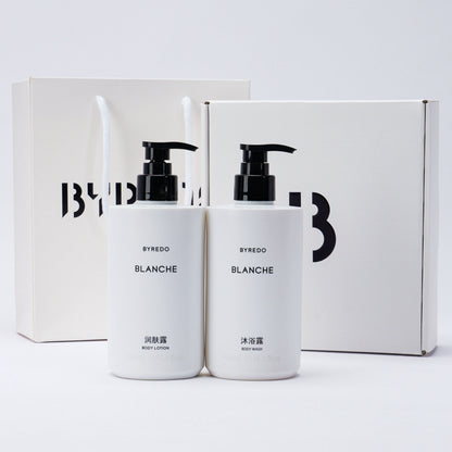 BYREDO BLANCHE Shampoing &amp; Gel douche &amp; Conditionneur &amp; Lotion pour le corps &amp; Liquide de lavage des mains 450 ml