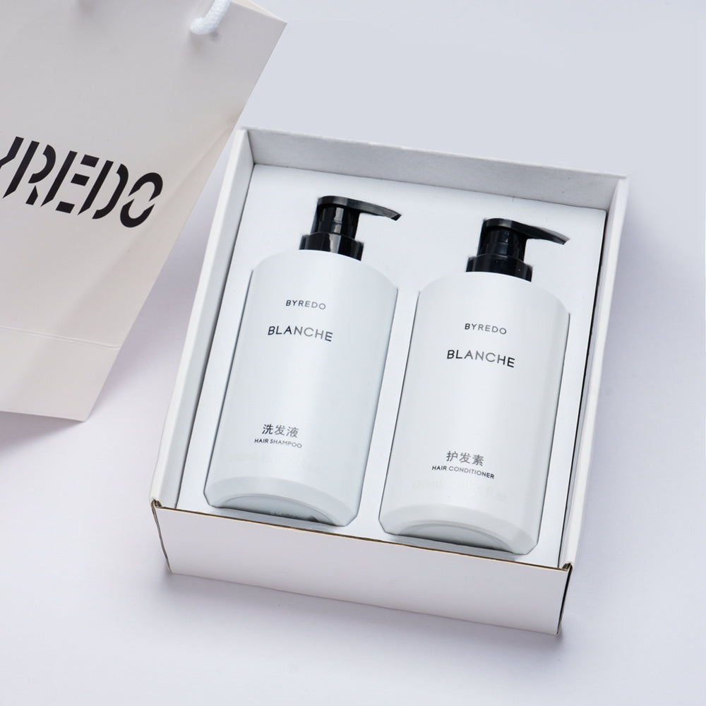 BYREDO BLANCHE Shampoing &amp; Gel douche &amp; Conditionneur &amp; Lotion pour le corps &amp; Liquide de lavage des mains 450 ml