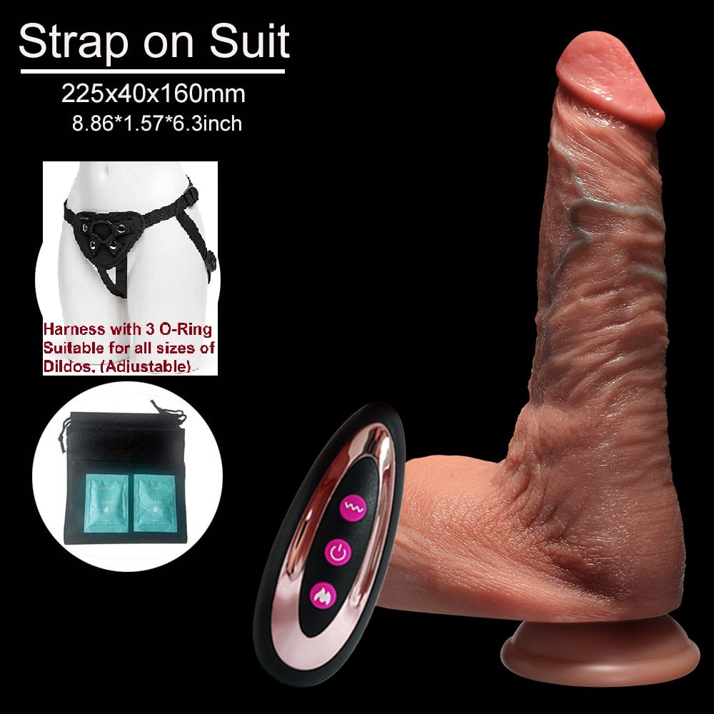 CRAZY BOY Vibrating Realistic Dildo.  Dildo + Harness + Base Pack