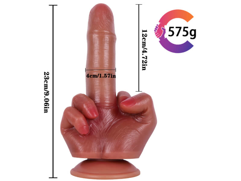 Middle Finger Realistic Lifelike Dildo. Joke Dildo Harness Optional