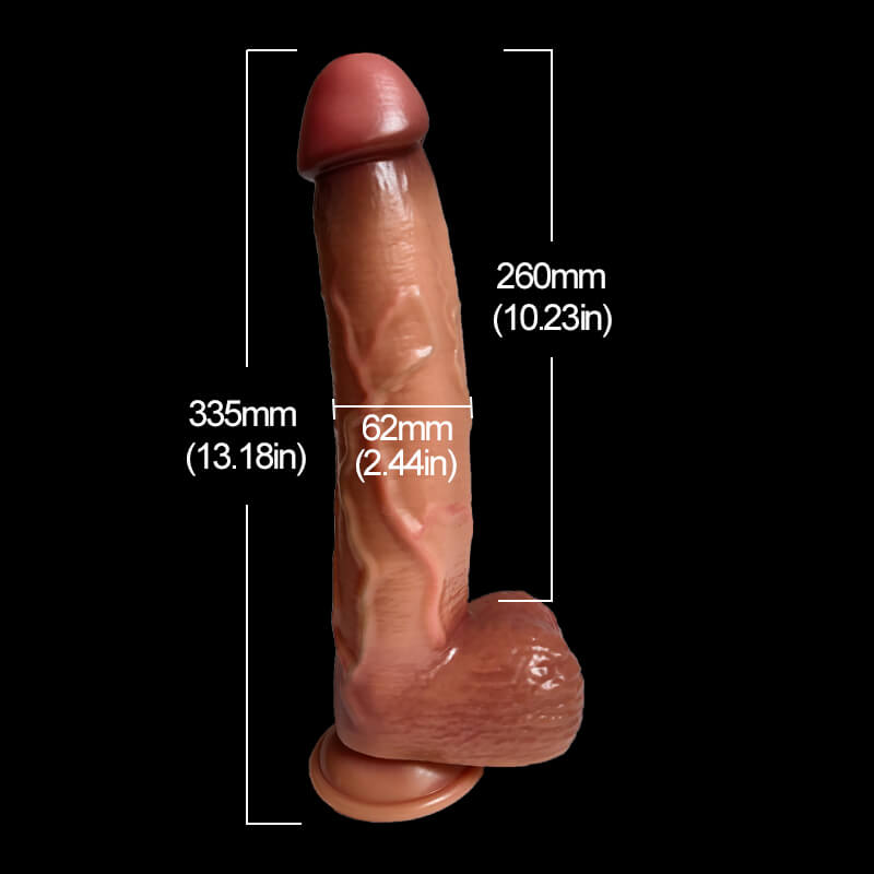 13 Inch Huge Realistic Dildo Soft Silicone Penis Dong with Suction Cup (Harness Optional)