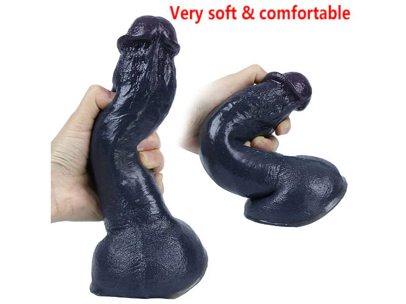 Soft Skin Mushroom Head Black Realistic Dildos