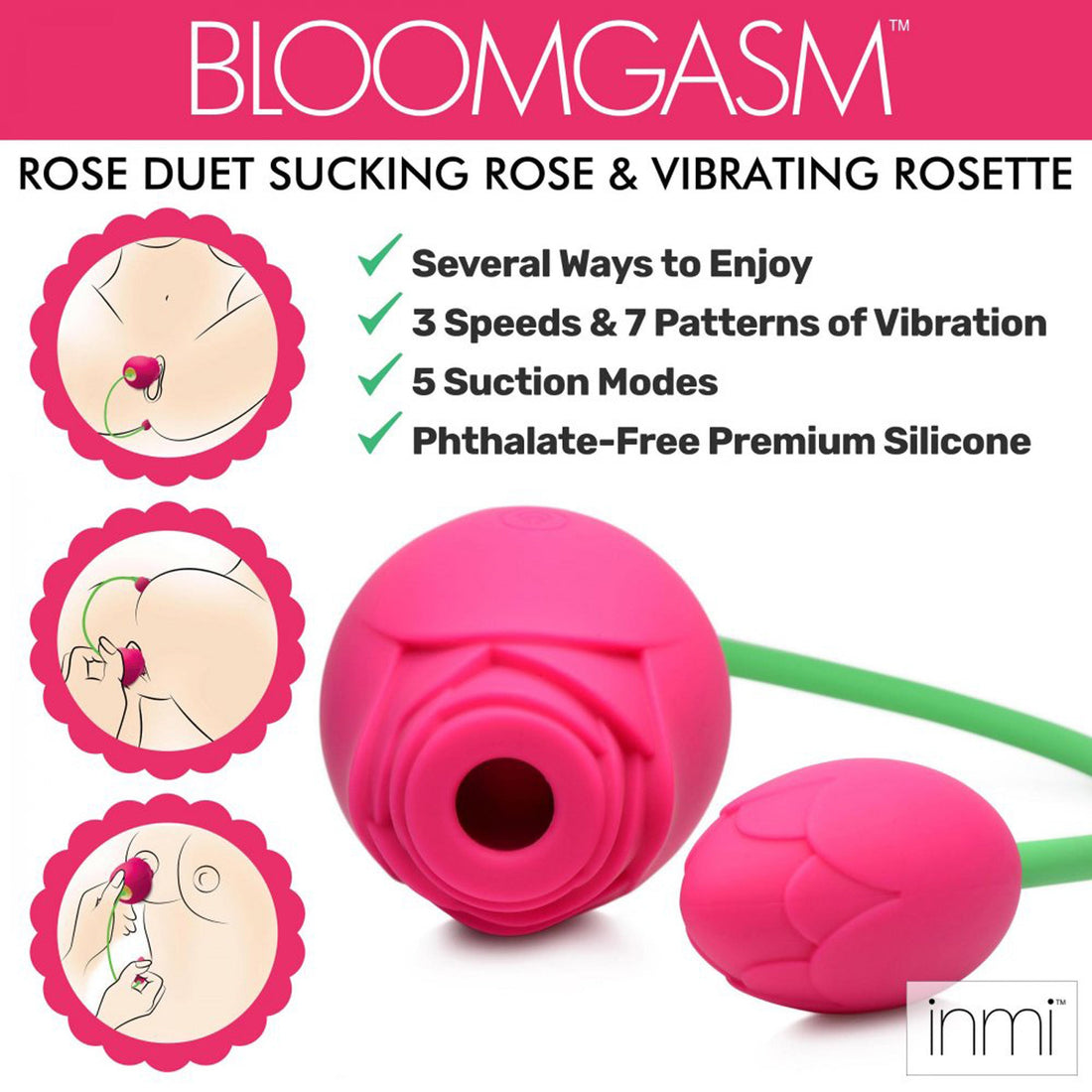 Bloomgasm Rose Duet Sucking &amp; Vibrating Silicone Duo