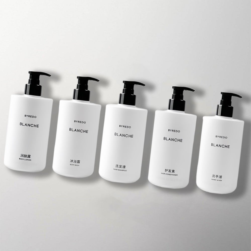 BYREDO BLANCHE Shampoo Shower Gel Conditioner Body Lotion Hand Wash
for InterContinental Hotels toiletries.