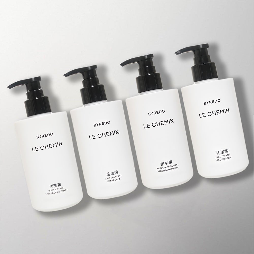 BYREDO LE CHEMIN Shampoo Shower Gel Conditioner Body Lotion for The Luxury Collection Hotel toiletries.