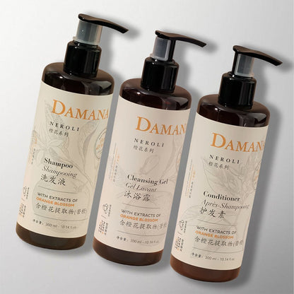 DAMANA NEROLI Shampoo Conditioner Shower Gel for Century Golden Resources Hotel Toiletries.