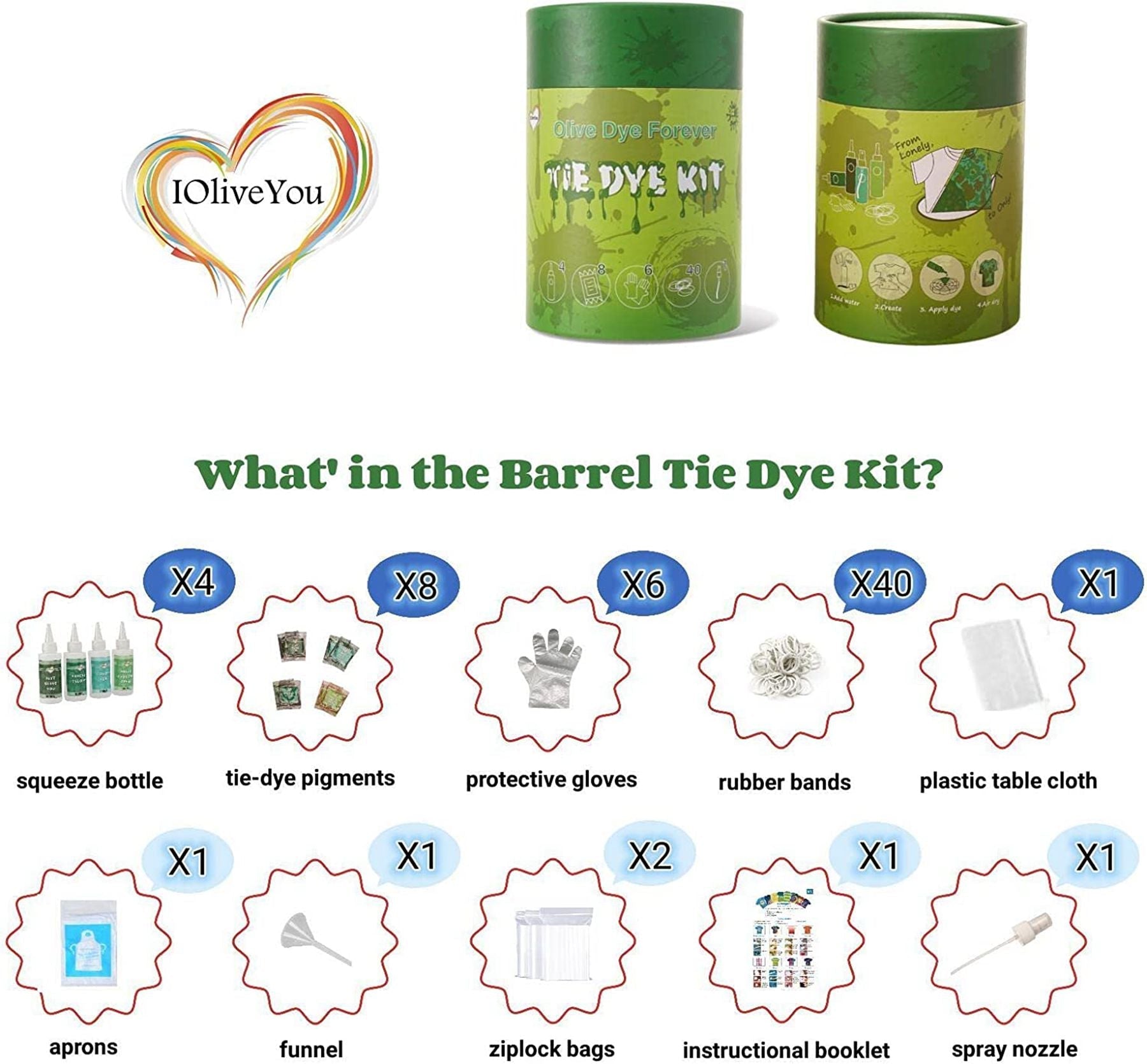 IOliveYou® Tie Dye Kit | Olive Dye Forever Theme