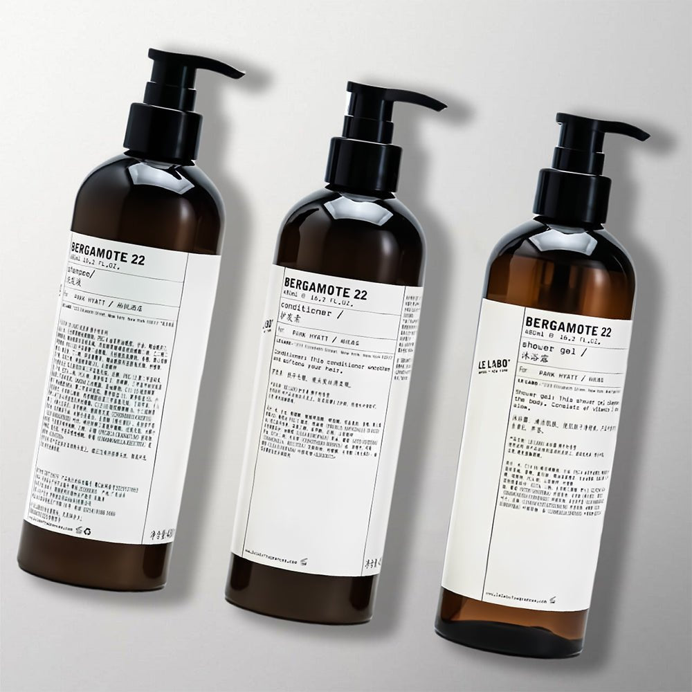 LE LABO Bergamot 22 Shampoo Shower Gel Conditioner Body Lotion for Park Hyatt Hotel Toiletries.