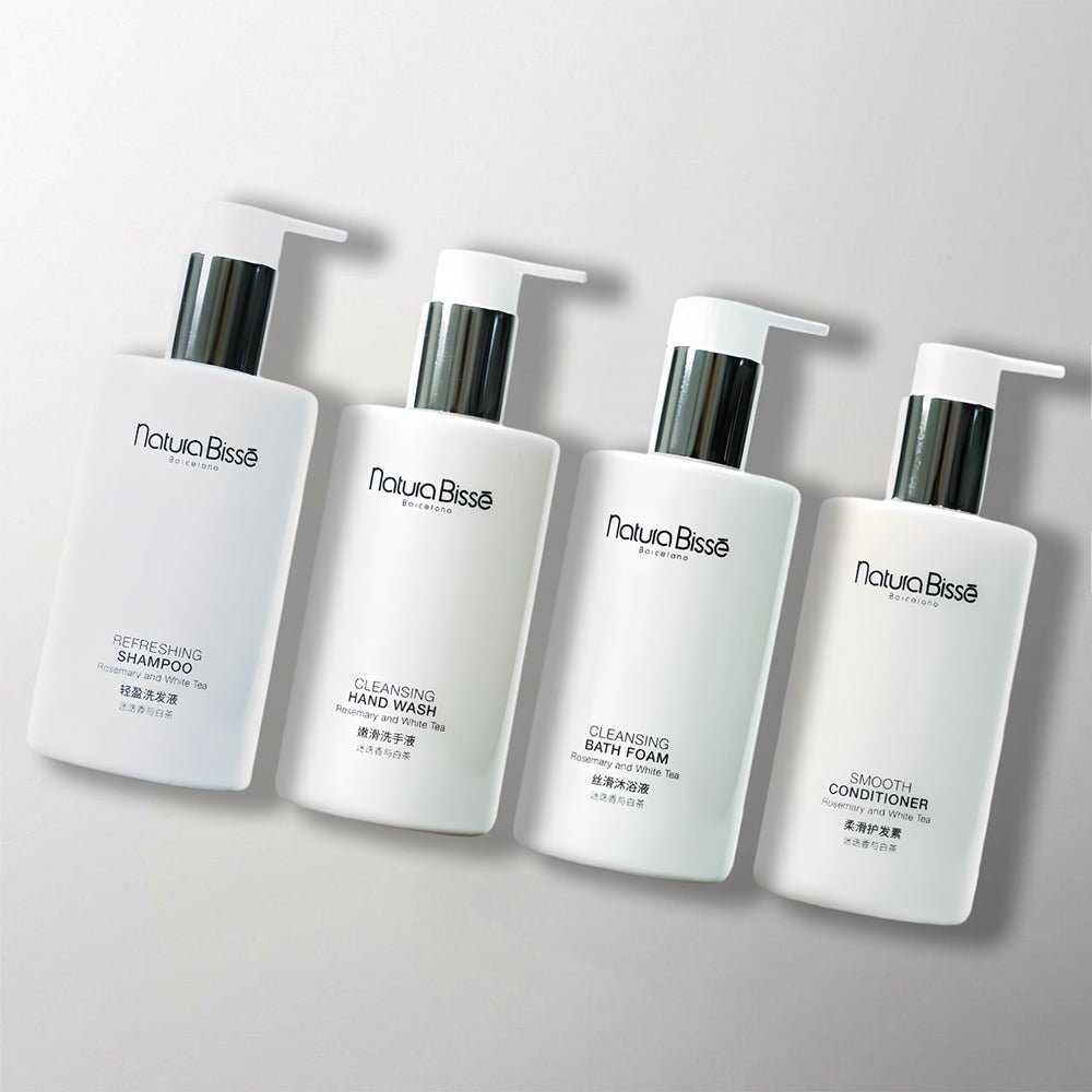 Natura Bisse Shampoo Conditioner Shower Gel Hand Wash for Four Seasons | Kempinski Hotel Toiletries.